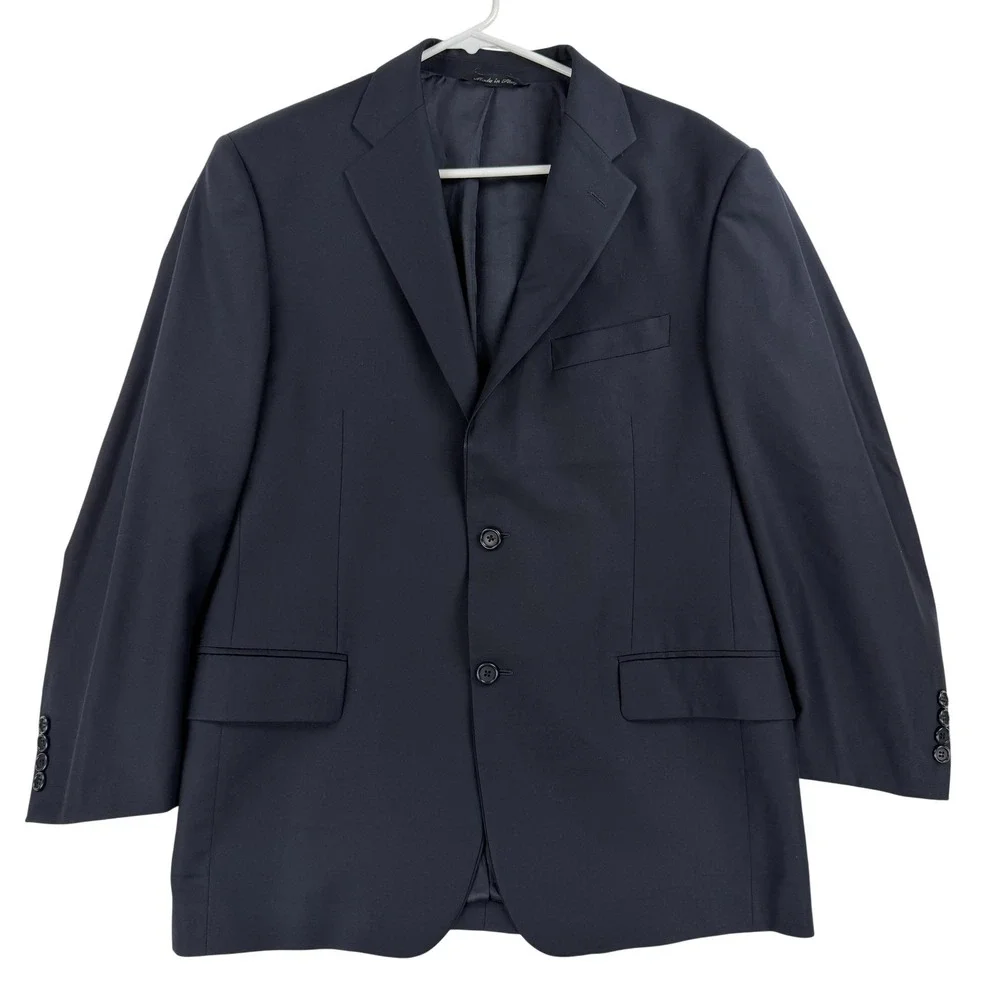 Roberto Zanieri Suit Jacket Mens 40R Blue Wool Super 110s 2 Button Made Italy